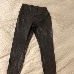 Lululemon sparkly black gunmetal leggings size 8